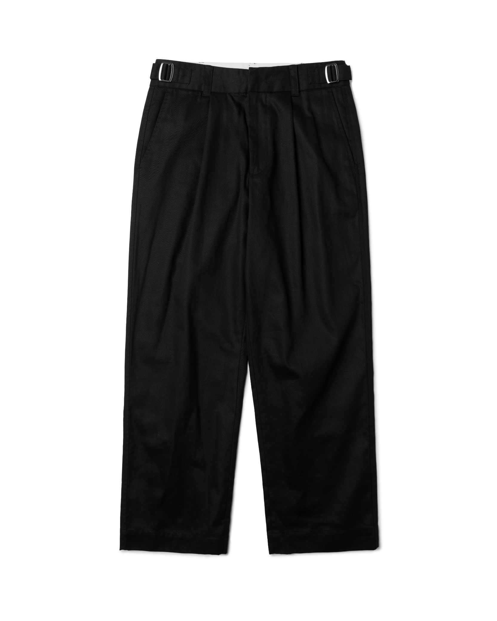 COTTON ONE TUCK TROUSERS - BLACK