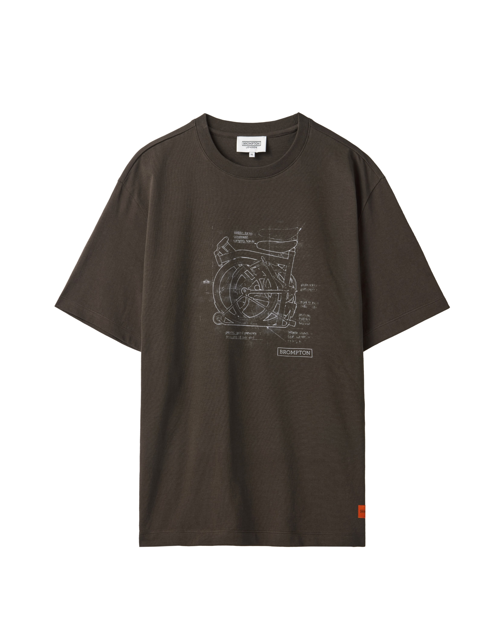 1975 FRONT BICYCLE PRINT T-SHIRT - D/BROWN